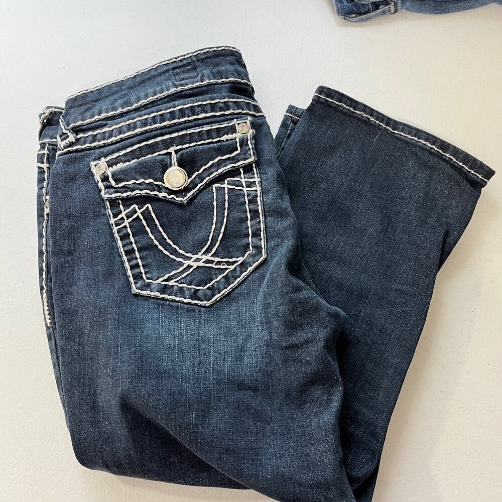 L.A. Idol USA Dark Blue Capris with White Stitching and Rhinestones 13 Juniors